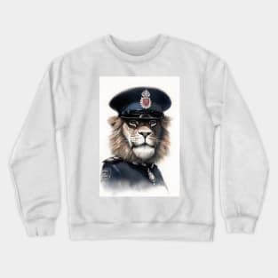 Lion In A Police Uniform Crewneck Sweatshirt